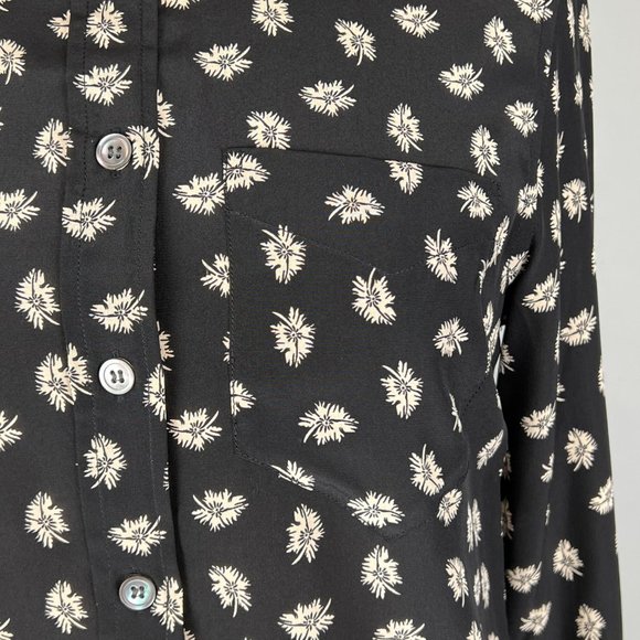 Isabel Marant Rusak Womens Silk Black Floral Long Sleeve Blouse size FR 34 XS - Picture 5 of 16